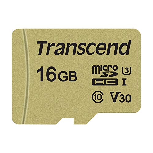 Transcend Ultra-Highspeed 16GB micro SDXC/SDHC Speicherkarte (für Action-Cams / Dashcams und Drohnen) / 4K, U3, V30, UHS-I – TS16GUSD500S von Transcend Information Trading GmbH