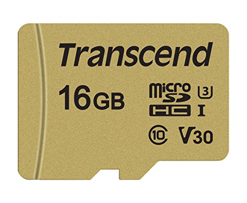 Transcend Ultra-Highspeed 16GB micro SDXC/SDHC Speicherkarte (für Action-Cams / Dashcams und Drohnen) / 4K, U3, V30, UHS-I – TS16GUSD500S von Transcend