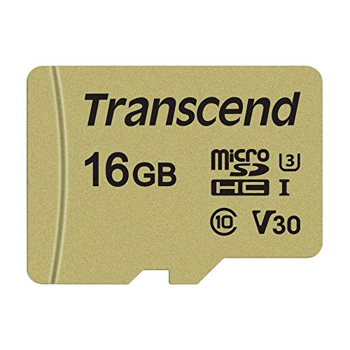 Transcend Ultra-Highspeed 16GB micro SDXC/SDHC Speicherkarte (für Action-Cams / Dashcams und Drohnen) / 4K, U3, V30, UHS-I – TS16GUSD500S von Transcend