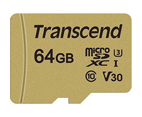 Transcend Ultra-Highspeed 64GB micro SDXC/SDHC Speicherkarte (für Action-Cams / Dashcams und Drohnen) / 4K, U3, V30, UHS-I – TS64GUSD500S von Transcend