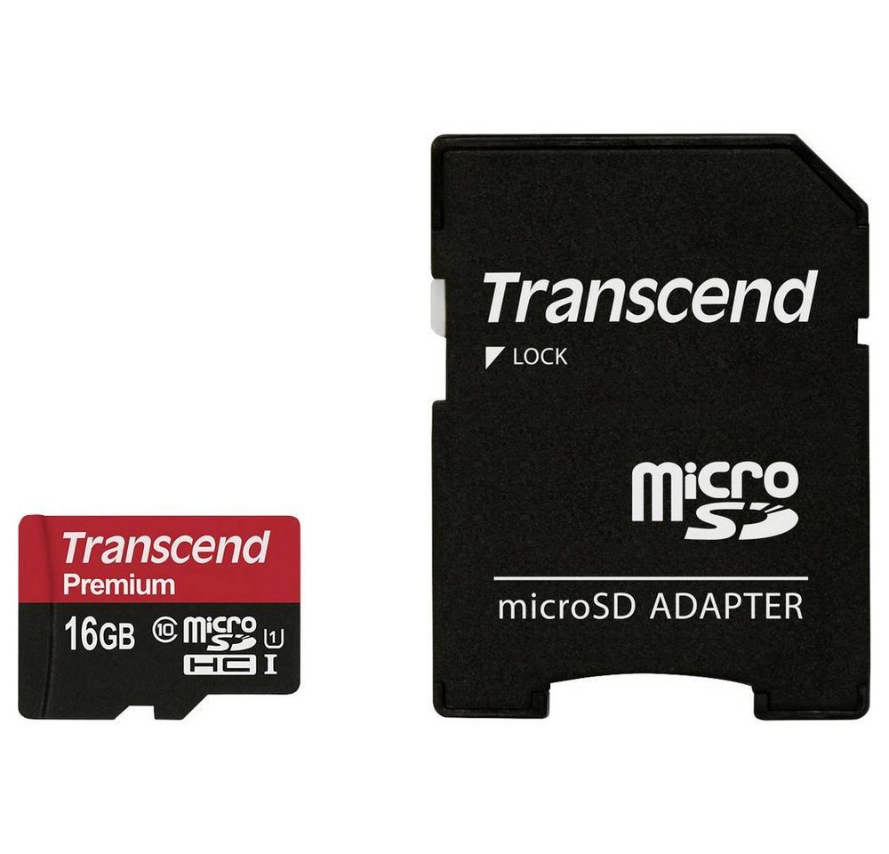 Transcend microSDHC-Karte 16GB Class 10 UHS-1 inkl. Speicherkarte (inkl. SD-Adapter) von Transcend