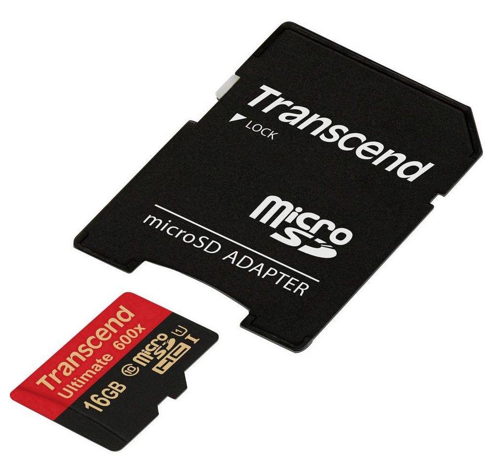 Transcend microSDHC-Karte 16GB Class 10 UHS-I Speicherkarte (inkl. SD-Adapter) von Transcend