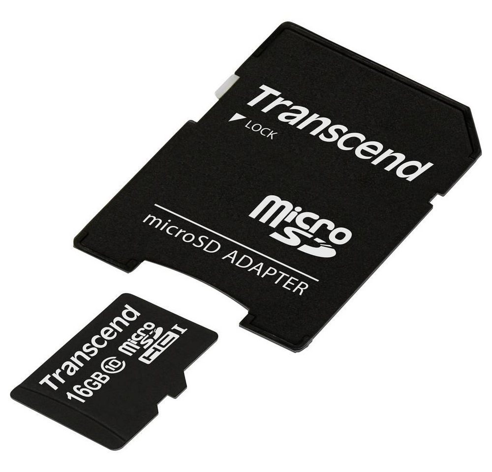 Transcend microSDHC Karte 16GB Class 10 UHS-I mit Speicherkarte (inkl. SD-Adapter) von Transcend