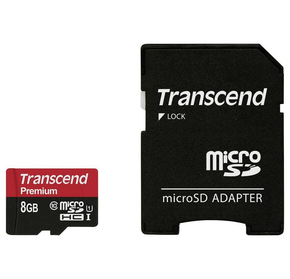 Transcend microSDHC-Karte 8GB Class 10 UHS-1 inkl. Speicherkarte (inkl. SD-Adapter) von Transcend