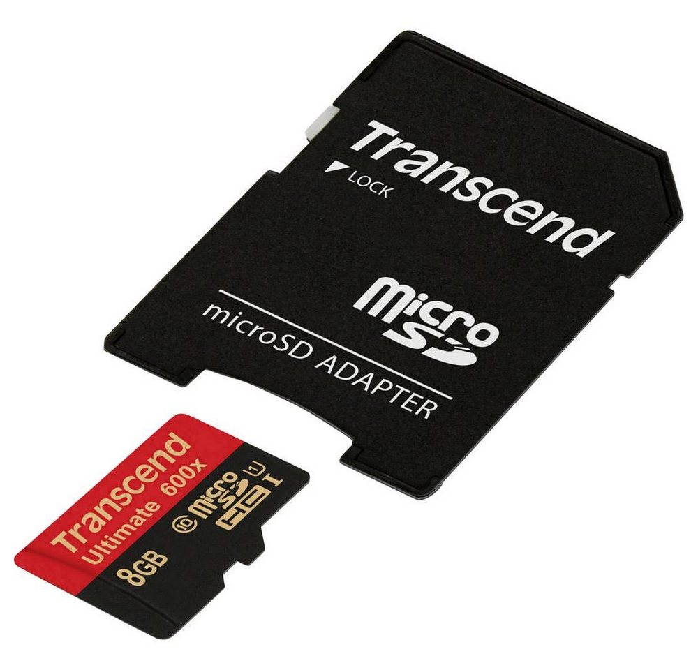 Transcend microSDHC-Karte 8GB Class 10 UHS-I Speicherkarte (inkl. SD-Adapter) von Transcend