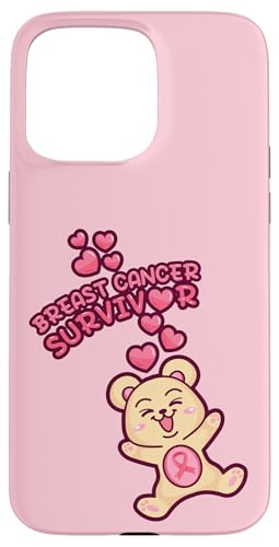 Brustkrebsüberlebender – Happy Bear jubelt mit Herzen Hülle für iPhone 15 Pro Max Brustkrebsüberlebender – Happy Bear jubelt mit Herzen Hülle für iPhone 15 Pro Max von Transformed Design