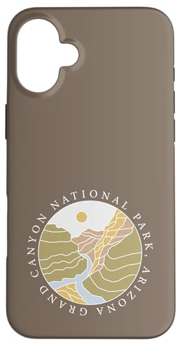 Grand Canyon Arizona – Sonne, Fluss, Sonnenuntergang – Linienkunst Hülle für iPhone 16 Plus von Transformed Design