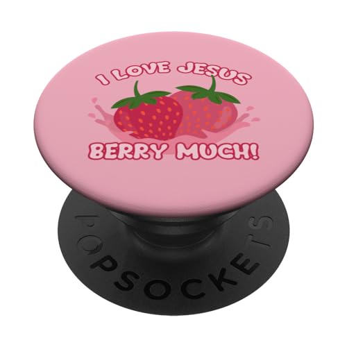 Ich liebe Jesus Berry viel! - Niedliches christliches Wortspiel - rosa Beeren PopSockets mit austauschbarem PopGrip Ich liebe Jesus Berry viel! - Niedliches christliches Wortspiel - rosa Beeren PopSockets mit austauschbarem PopGrip von Transformed Design