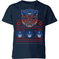 Autobots Classic Ugly Knit Kids' Christmas T-Shirt - Navy - 7-8 Jahre von Transformers