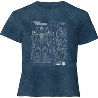 Transformers Optimus Prime Schematic - Women's Cropped T-Shirt - Navy Acid Wash - L von Transformers