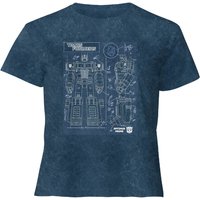 Transformers Optimus Prime Schematic - Women's Cropped T-Shirt - Navy Acid Wash - XL von Transformers