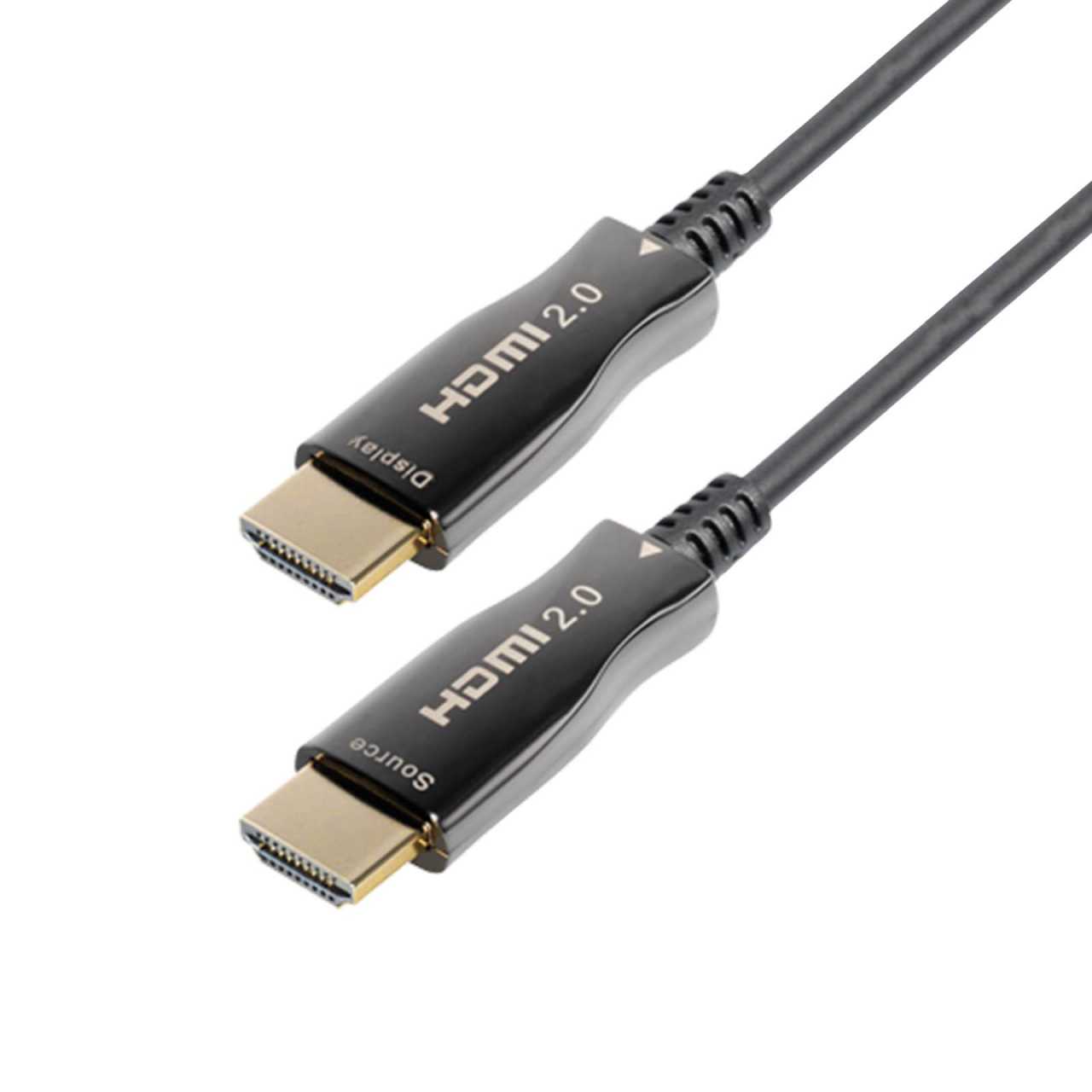 Aktives HDMI 2.0 LWL Glasfaserkabel mit Ethernet 4K UHD Schwarz 20m von Transmedia
