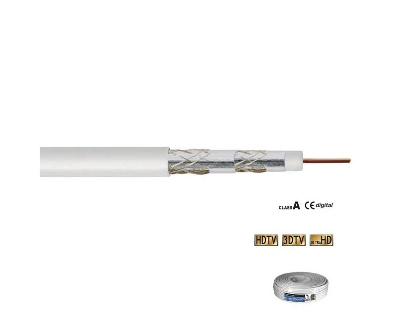 Transmedia Koaxialkabel 10m - 75 Ohm - 4-fach geschirmt - Klasse A (120 dB) - SAT-Kabel von Transmedia