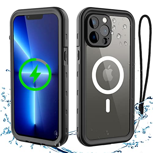iPhone 13 Pro Max wasserdichte Hülle MagSafe kompatibel 6,7 Zoll 2021 Magnetsicher Magnet iPhone 13 Pro Max Hülle Stoßfest Vollschutz mit eingebautem Displayschutz (transparent) von Transy