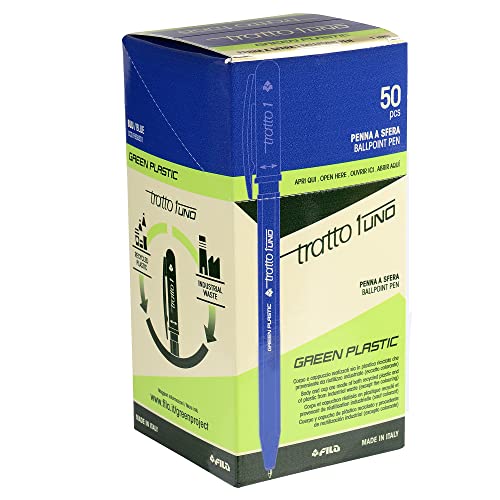 Tratto 93504 Box 50 Stifte blau Strichstärke 1 Grün Medium Spitze, 1,0 mm von Tratto
