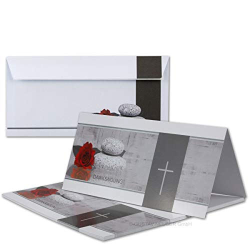 100 x Trauer-Set - Danksagungs-Trauer-Doppelkarten mit Umschlägen DIN Lang 21 x 19,8 cm - Hochglanz - Serie: Mathilde 100 x Trauer-Set - Danksagungs-Trauer-Doppelkarten mit Umschlägen DIN Lang 21 x 19,8 cm - Hochglanz - Serie: Mathilde von Trauer Papiere by GUSTAV NEUSER