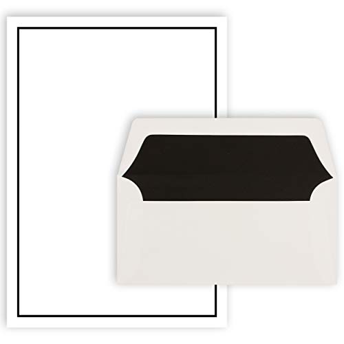 100x Trauerbrief A4 mit Umschlag Din Lang 22 x 11 cm - schwarzer Trauerrand - zeitloses schlichtes Design - Premium Qulität für Traueranzeigen - Trauerdanksagung - Trauerpost von Trauer Papiere by GUSTAV NEUSER