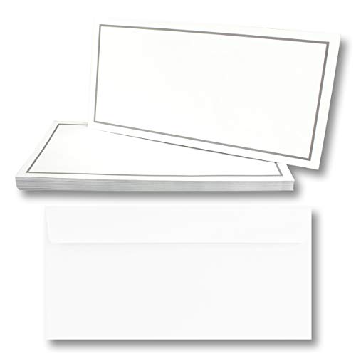 10x Trauerkarten Set mit Umschlag DIN LANG - Motiv grauer Trauerrand - Danksagungskarten Trauer Ohne Fenster - würdevolle Beileidskarte von Trauer Papiere by GUSTAV NEUSER