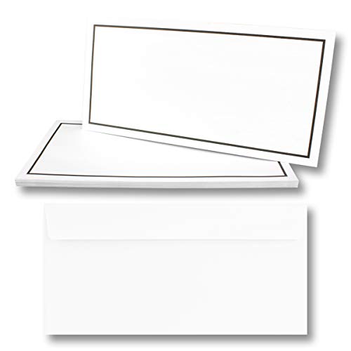 10x Trauerkarten Set mit Umschlag DIN LANG - Motiv schwarzer Trauerrand - Danksagungskarten Trauer Ohne Fenster - würdevolle Beileidskarte von Trauer Papiere by GUSTAV NEUSER