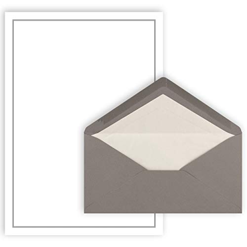 150x Trauerbrief A4 mit Umschlag Din Lang 22 x 11 cm - grauer Trauerrand - zeitloses schlichtes Design - Premium Qulität für Traueranzeigen - Trauerdanksagung - Trauerpost von Trauer Papiere by GUSTAV NEUSER