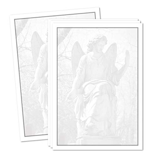 200x Trauerpapier DIN A4 Motiv: Trauerrand grau & Engel - Briefpapier Trauer 297 x 210 mm - 90 g/m² Kondolenz Papier - Trauer Papiere by GUSTAV NEUSER von Trauer Papiere by GUSTAV NEUSER