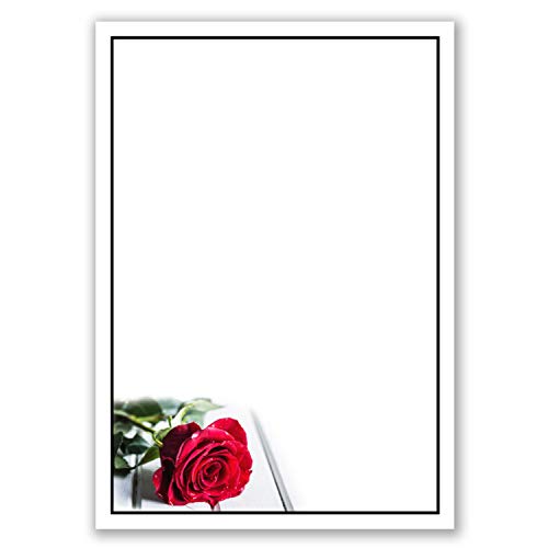 25x Trauerpapier DIN A4 Motiv: Motiv schwarzer Trauer-Rahmen mit Stielrose - Briefpapier Trauer 297 x 210 mm - 90 g/m² Kondolenz Papier - Trauer Papiere by GUSTAV NEUSER 25x Trauerpapier DIN A4 Motiv: Motiv schwarzer Trauer-Rahmen mit Stielrose - Briefpapier Trauer 297 x 210 mm - 90 g/m² Kondolenz Papier - Trauer Papiere by GUSTAV NEUSER von Trauer Papiere by GUSTAV NEUSER