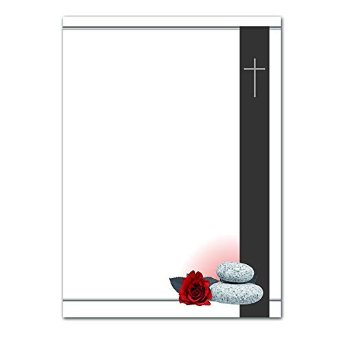 25x Trauerpapier DIN A4 Motiv: Rose Steine Trauerkreuz - Briefpapier Trauer 297 x 210 mm - 90 g/m² Kondolenz Papier - Trauer Papiere by GUSTAV NEUSER 25x Trauerpapier DIN A4 Motiv: Rose Steine Trauerkreuz - Briefpapier Trauer 297 x 210 mm - 90 g/m² Kondolenz Papier - Trauer Papiere by GUSTAV NEUSER von Trauer Papiere by GUSTAV NEUSER