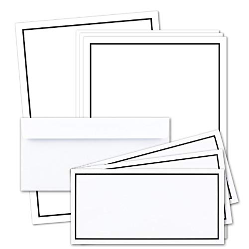 50 x Set Trauerpapier DIN A4 + Trauerumschläge DIN Lang - Motiv schwarzer Trauer-Rahmen - 22 x 11 cm - bedruckbar - Kondolenz Set für Danksagung Trauer von Trauer Papiere by GUSTAV NEUSER