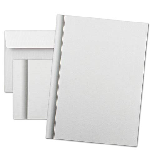 50x Trauer-Set - Trauerpapier DIN A4 & Umschlag DIN Lang - mit Leinenstruktur und Schattenrand - 297 x 210 mm - 100 g/m² - Kondolenz Set bedruckbar für Danksagung, Einladung, Anzeige Trauer von Trauer Papiere by GUSTAV NEUSER