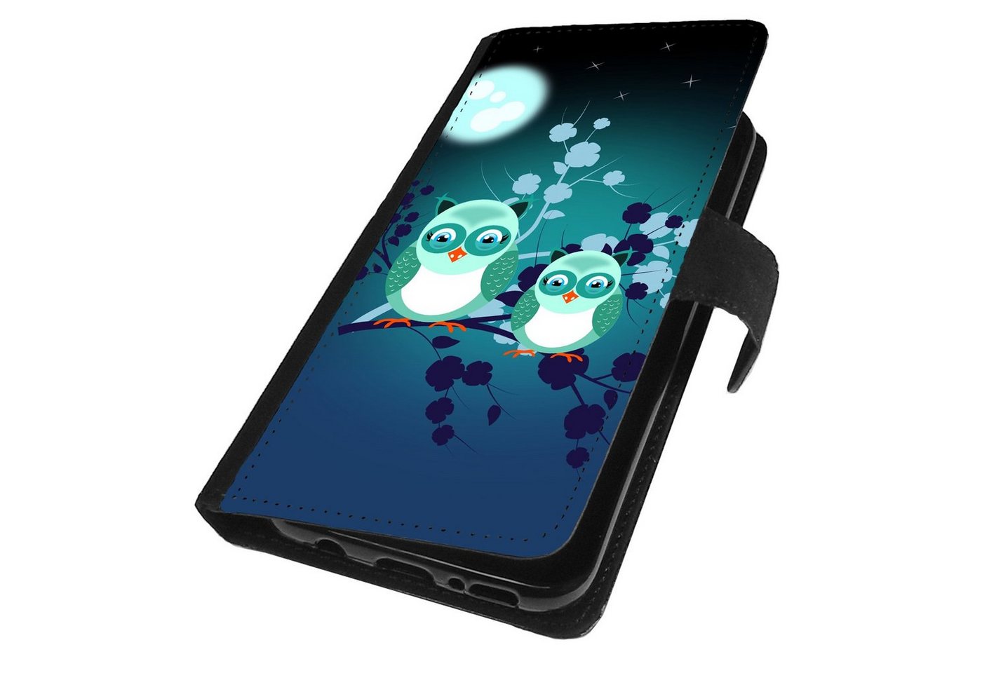 Traumhuelle Handyhülle Für Huawei P30, für Huawei P30 Pro, für Huawei P30 Lite Motiv 42, Eulen Mond Blau Handy Tasche Hülle Flip Case Etui Cover Silikon von Traumhuelle