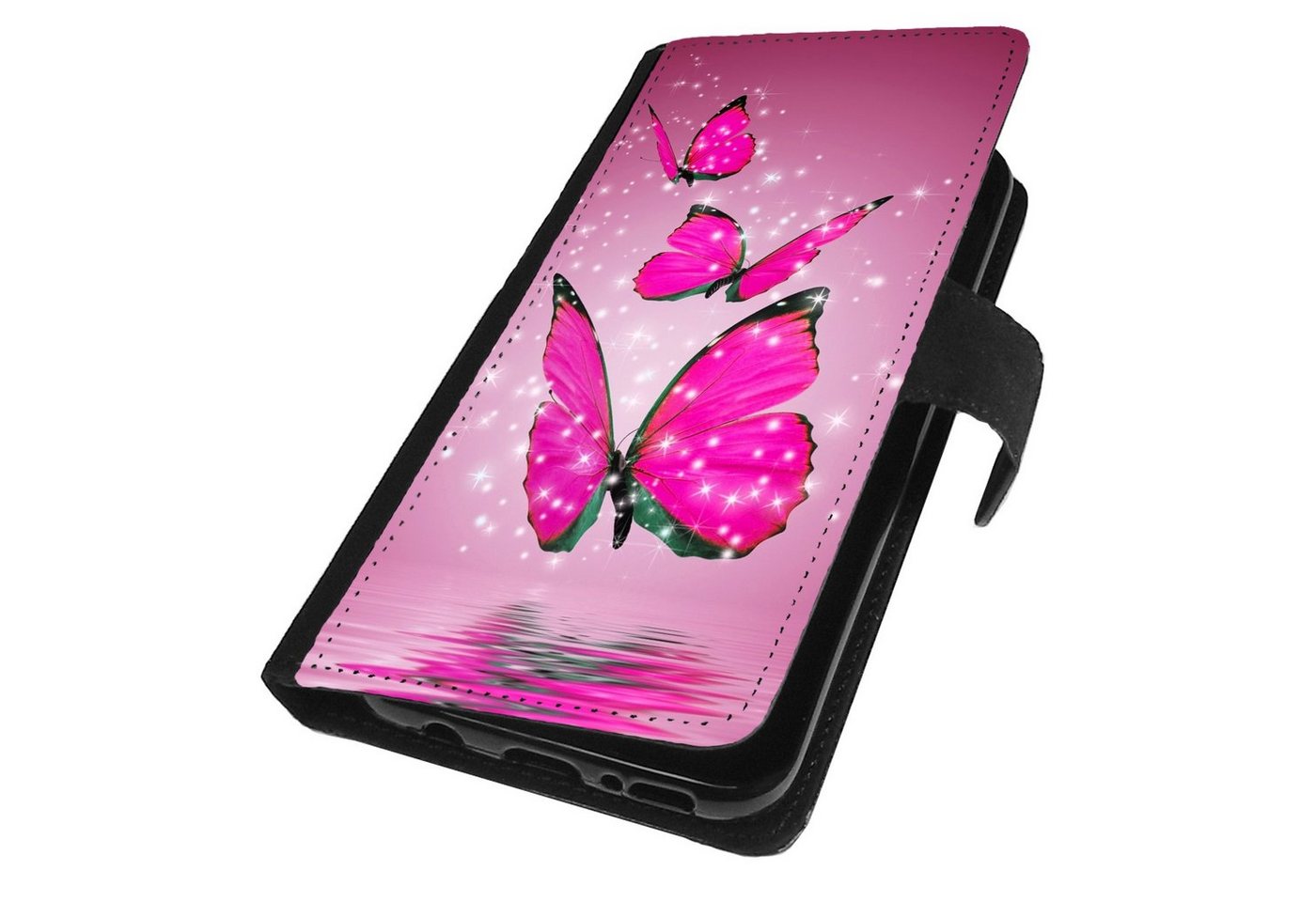 Traumhuelle Handyhülle Für Samsung Galaxy A12 Hülle Klapphülle Motiv 7, Schmetterling Pink Handy Tasche Schutzhülle Case Etui Cover Silikon von Traumhuelle