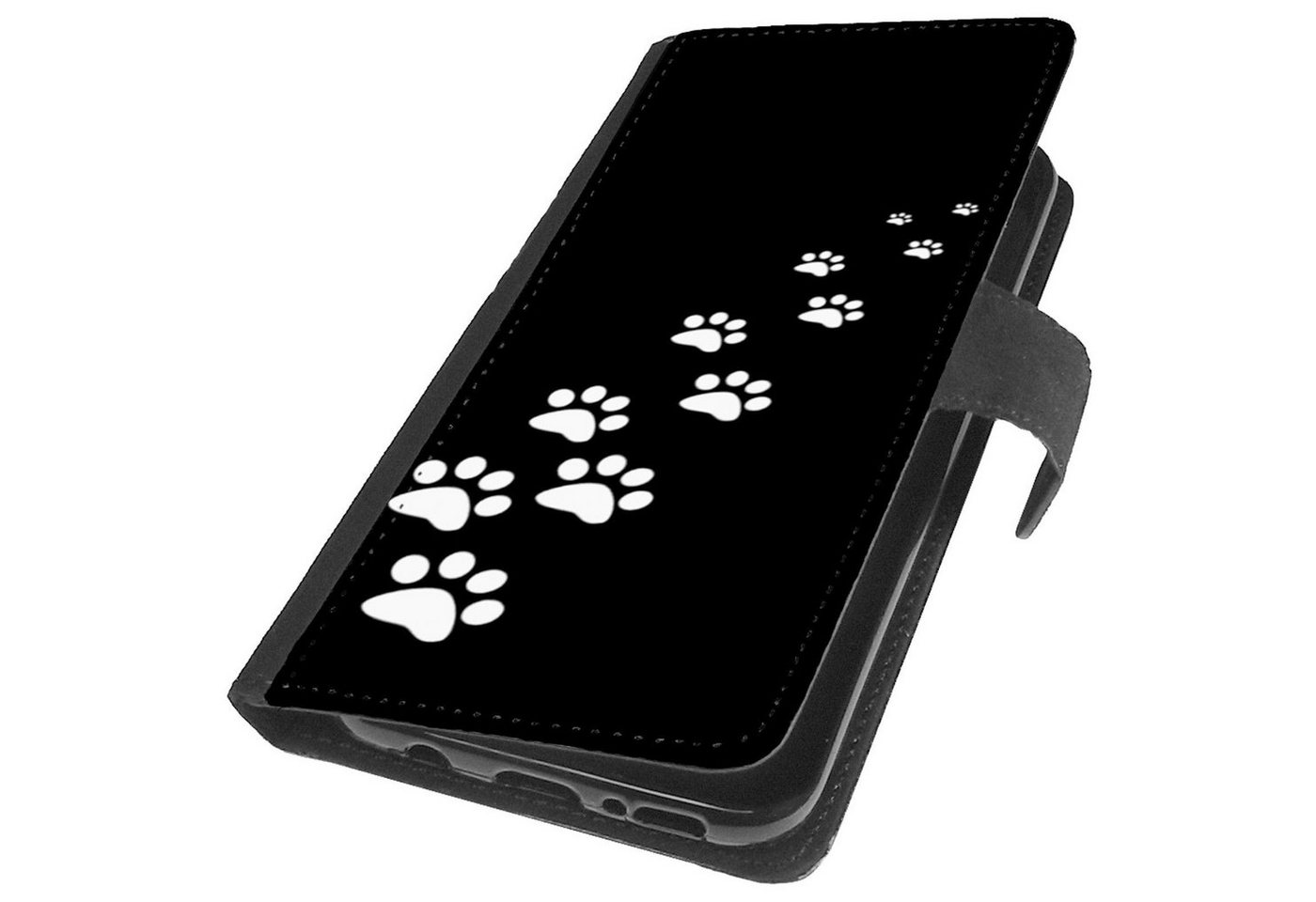 Traumhuelle Handyhülle Für Samsung Galaxy A12 Hülle Klapphülle Motiv Tattoo T10, Katzenpfoten weiß Handytasche Schutzhülle Flip Case Etui Cover Silikon von Traumhuelle