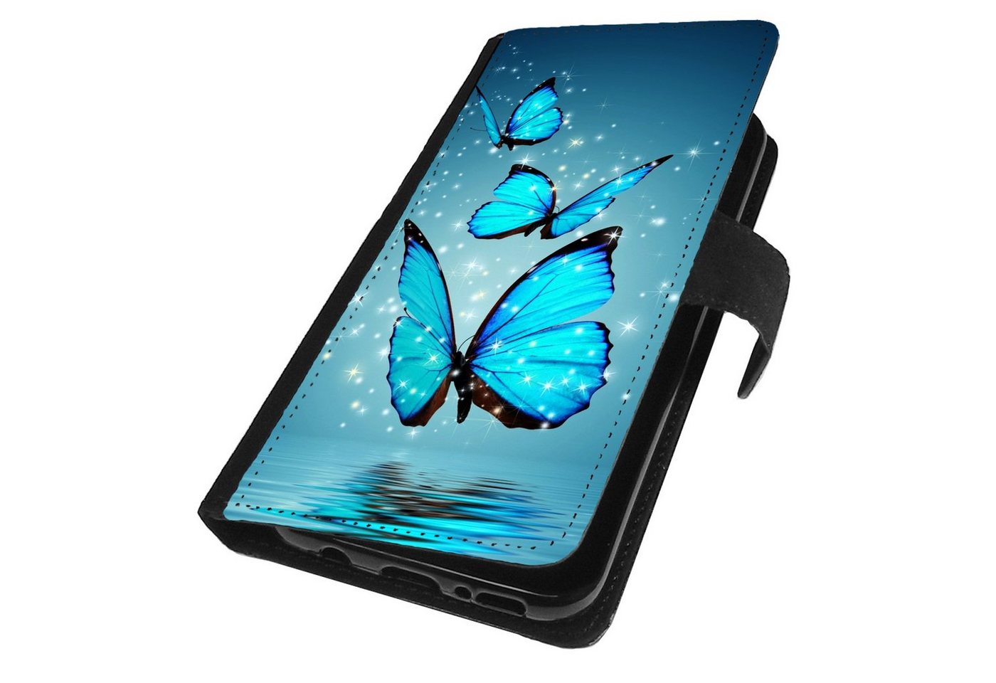 Traumhuelle Handyhülle Für Samsung Galaxy A22 5G / A22 4G Hülle Motiv 4 Schmetterling, Butterfly Blau Handy Tasche Case Cover Klapp Schutzhülle Etui von Traumhuelle