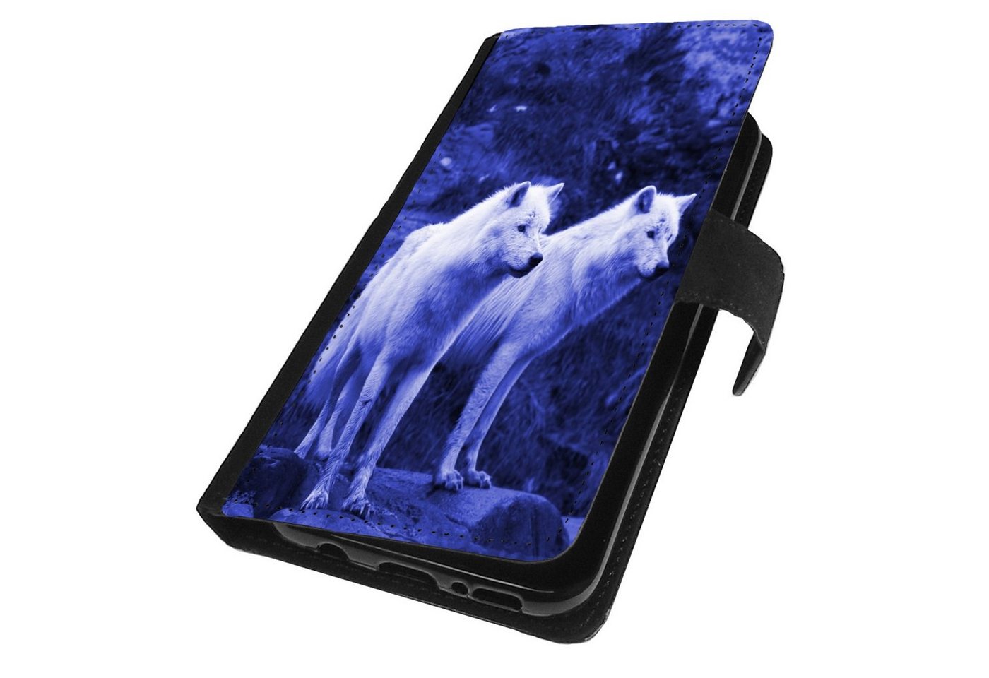 Traumhuelle Handyhülle MOTIV 100 Wölfe Blau Hülle für iPhone Xiaomi Google Huawei Motorola, Handytasche Klapphülle Flip Case Book Etui Cover Silikon von Traumhuelle