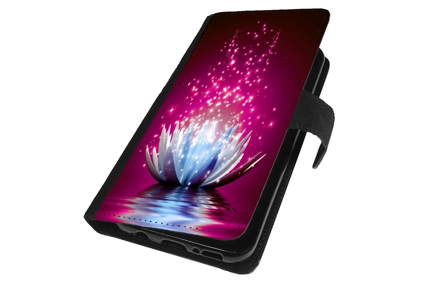 Traumhuelle Handyhülle MOTIV 255 Blume Lotus Schutz Hülle für Samsung Galaxy Handy, Lila Weiß Schwarz Handytasche Klapphülle Case Book Etui Cover Silikon von Traumhuelle