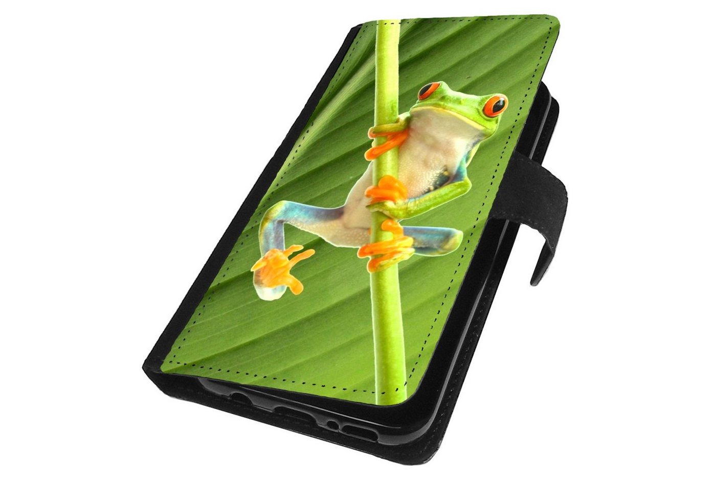 Traumhuelle Handyhülle MOTIV 268 Frosch Grün Hülle für iPhone Xiaomi Google Huawei Motorola, Klappcover Etui Handy Tasche Flip Case Schutz Cover Wallet Hülle von Traumhuelle