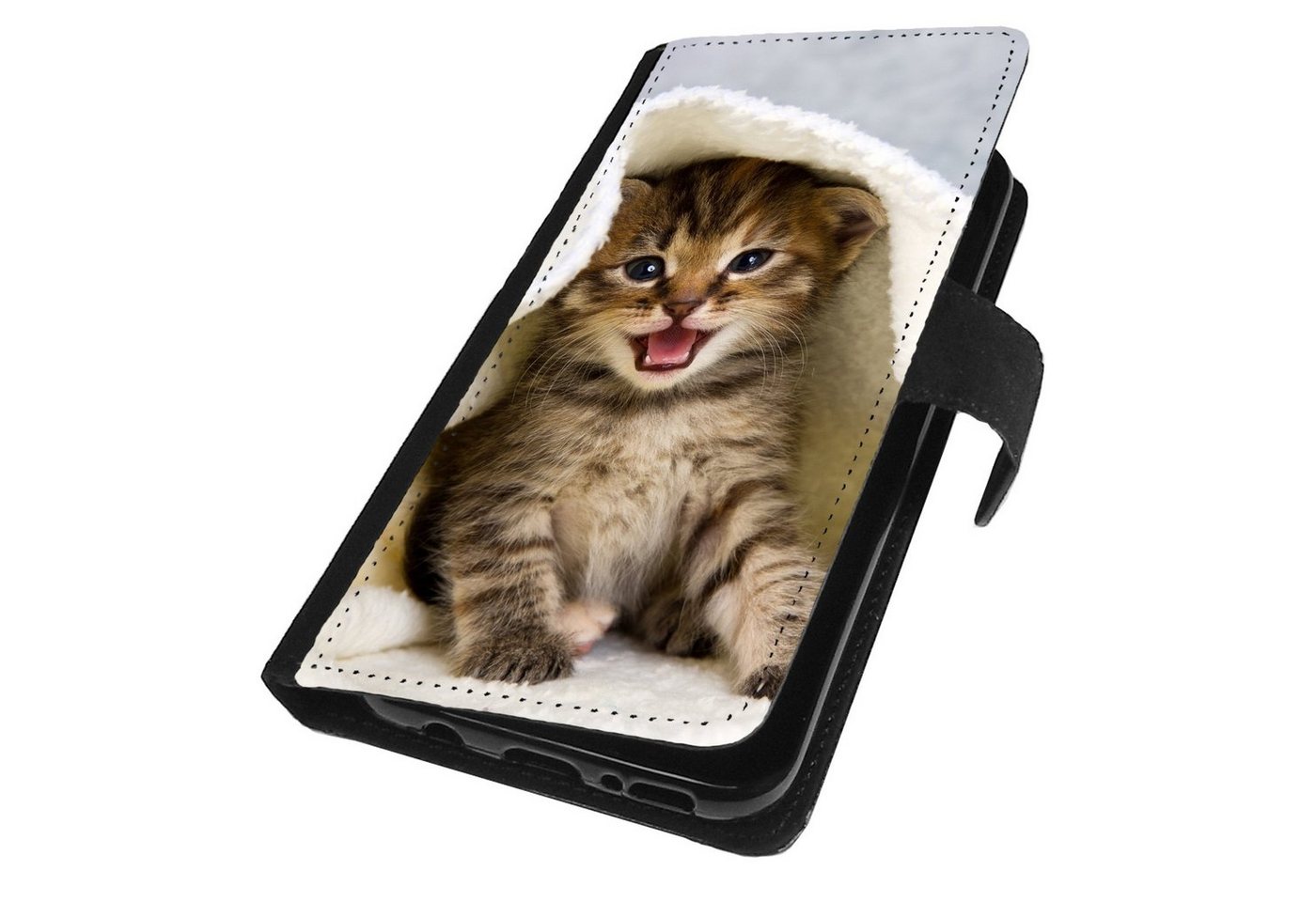 Traumhuelle Handyhülle MOTIV 271 Katze Kitte Hülle für iPhone Xiaomi Google Huawei Motorola, Handy Tasche Schutz Etui Flip Case Klapp Hülle Cover Silikon von Traumhuelle