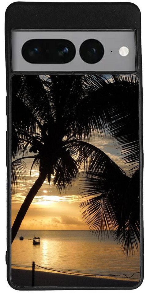 Traumhuelle Handyhülle TPU HÜLLE Silikon MOTIV 262 Case Cover Schutzhülle Backcover Etui, Palme Meer Handy Bumper Smartphone Rückschale Schwarz von Traumhuelle