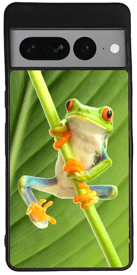 Traumhuelle Handyhülle TPU HÜLLE Silikon MOTIV 268 Case Cover Schutzhülle Backcover Etui, Frosch Grün Handy Bumper Smartphone Rückschale Schwarz 5G von Traumhuelle