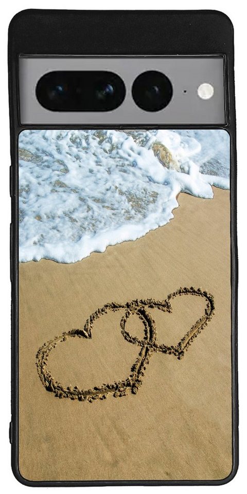 Traumhuelle Handyhülle TPU HÜLLE Silikon MOTIV 272 Case Cover Schutzhülle Backcover Etui, Herzen Sand Meer Handy Bumper Smartphone Rückschale Schwarz 5G von Traumhuelle