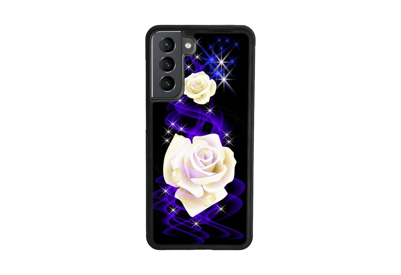 Traumhuelle Handyhülle TPU HÜLLE Silikon MOTIV 298 Case Cover Schutzhülle Backcover Etui, weiße Rose Handy Bumper Smartphone Rückschale Schwarz von Traumhuelle