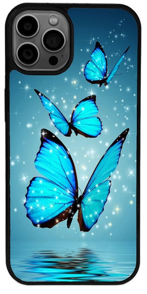 Traumhuelle Handyhülle TPU HÜLLE Silikon MOTIV 4 Case Cover Schutzhülle Backcover Etui, Schmetterling Blau Handy Bumper Smartphone Rückschale Schwarz von Traumhuelle