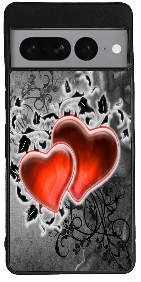 Traumhuelle Handyhülle TPU HÜLLE Silikon MOTIV 55 Case Cover Schutzhülle Backcover Etui, zwei Herzen Handy Bumper Smartphone Rückschale Schwarz von Traumhuelle