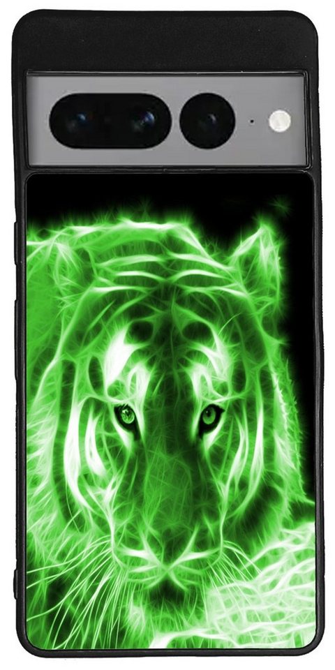 Traumhuelle Handyhülle TPU HÜLLE Silikon MOTIV 97 Case Cover Schutzhülle Backcover Etui, Tiger Grün Handy Bumper Smartphone Rückschale Schwarz 5G von Traumhuelle