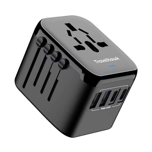TravelHawk Reiseadapter Weltweit, Schnellladegerät, 35W Typ G, Typ A Ladegerät, 2 USB-C und 2 USB, Reisestecker, Universal Adapter für Deutschland USA Japan England Thailand Italien Australien TravelHawk Reiseadapter Weltweit, Schnellladegerät, 35W Typ G, Typ A Ladegerät, 2 USB-C und 2 USB, Reisestecker, Universal Adapter für Deutschland USA Japan England Thailand Italien Australien von TravelHawk