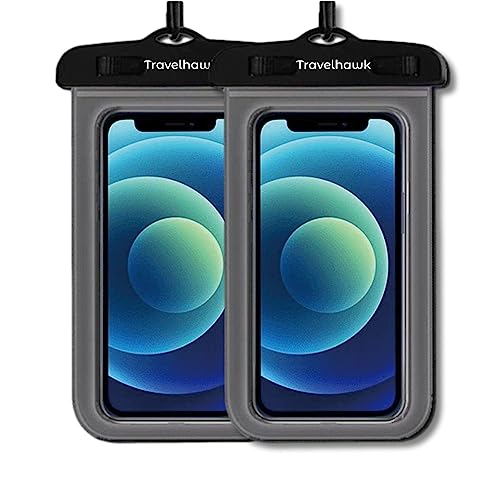 TravelHawk wasserdichte Handyhülle - 2er Set - Unterwasser Handyhülle Universal IPX8 Dry Bag Wasserfeste Handytasche für iPhone 11 12 13 14 Pro, Samsung S23+ S22+ S20 TravelHawk wasserdichte Handyhülle - 2er Set - Unterwasser Handyhülle Universal IPX8 Dry Bag Wasserfeste Handytasche für iPhone 11 12 13 14 Pro, Samsung S23+ S22+ S20 von TravelHawk