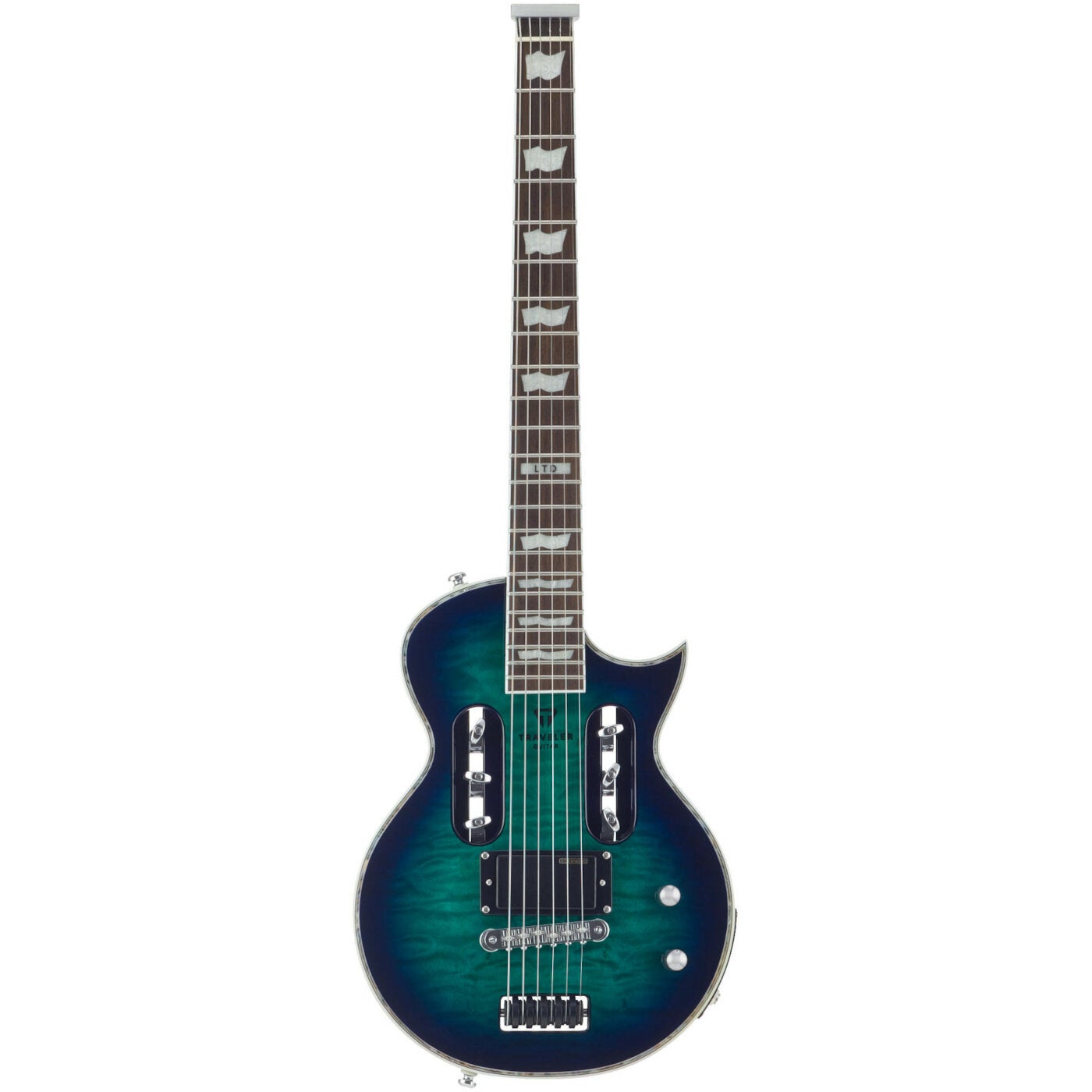 Traveler Guitar ESP LTD EC-1 Violet Shadow Gloss Electric Travel Guitar with Headphone Amplifier and Gig Bag Traveler Guitar ESP LTD EC-1 Violet Shadow Gloss Electric Travel Guitar with Headphone Amplifier and Gig Bag von Traveler Guitar