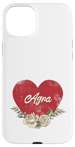 Agra India City Vintage Reise Urlaub Herz Rosen Hülle für iPhone 15 Plus von Traveling World Cities Retro Lover Valentine Gifts