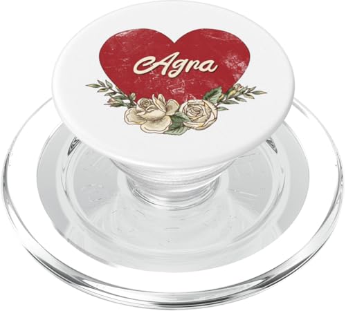 Agra India City Vintage Reise Urlaub Herz Rosen PopSockets PopGrip für MagSafe von Traveling World Cities Retro Lover Valentine Gifts