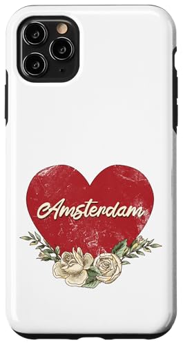 Amsterdam Niederlande Stadt Vintage Reise Urlaub Herz Hülle für iPhone 11 Pro Max von Traveling World Cities Retro Lover Valentine Gifts